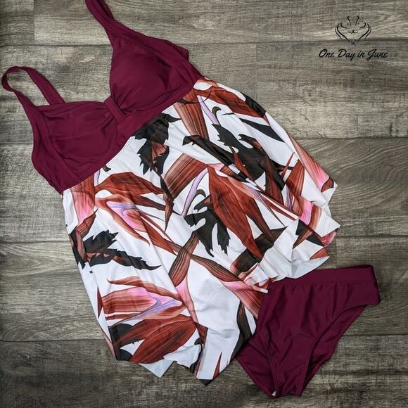 Bucota Floral Swimdress Tankini Swimsuit Size M - Picture 4 of 6